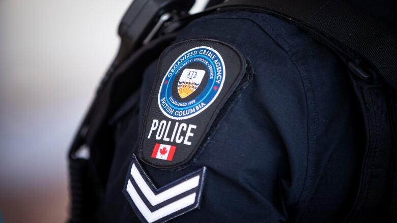 A close-up picture of the shoulder patch of an officer with the Combined Forces Special Enforcement Unit of B.C.