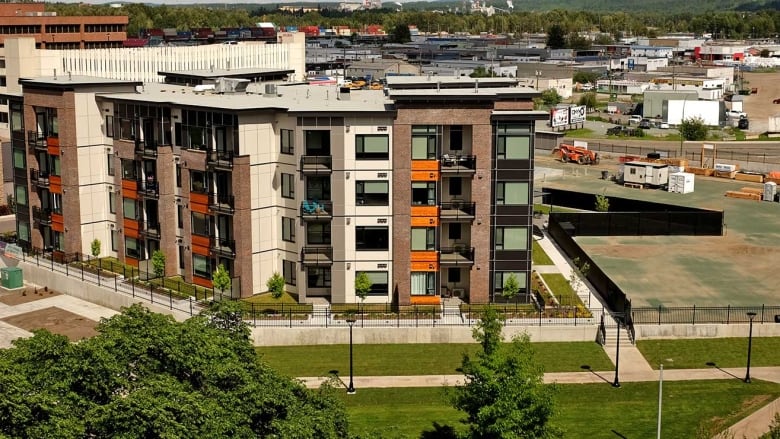 Building from above in downtown prince george