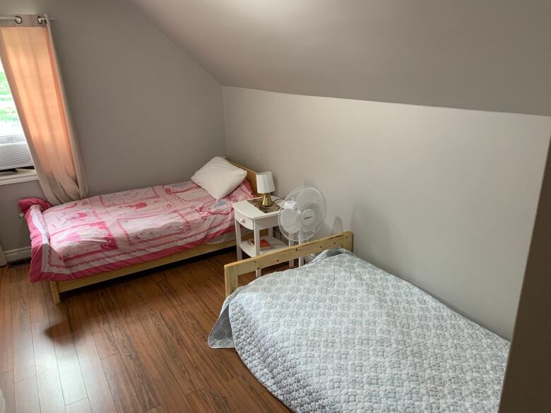 A bedroom at a women's shelter