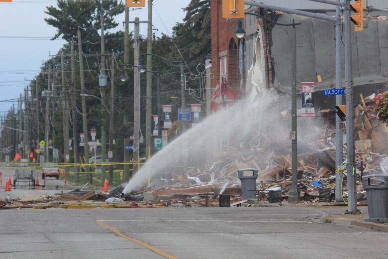 The after effects of two buildings destroyed in downtown Wheatley on Aug. 27, 2021 after an explosion occurred one day before. 