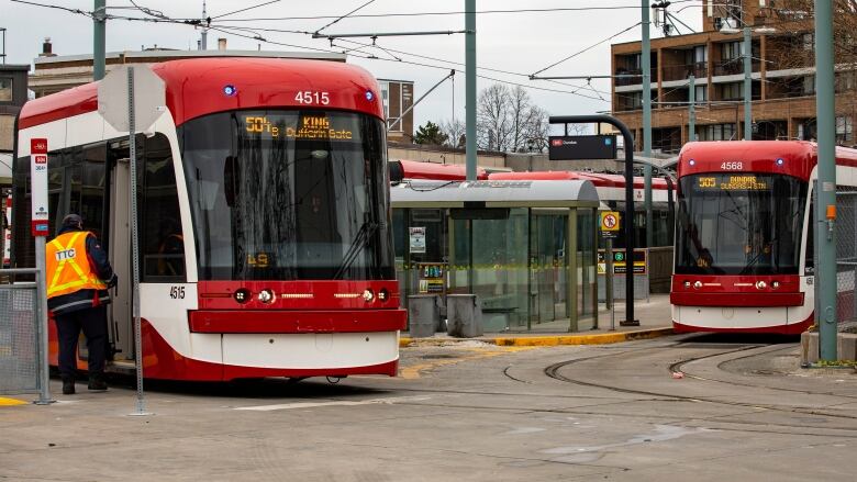 TTC streetcars at Broadview Subway Station.