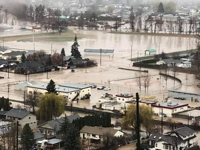 An overhead image of Merritt flooded.