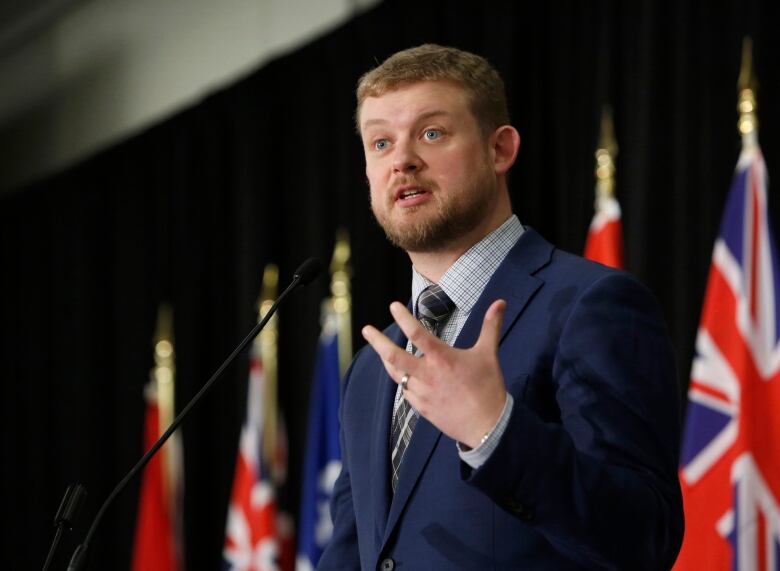 Elmwood-Transcona NDP MP Daniel Blaikie delivers remarks at the Canadian National Prayer Breakfast in Ottawa on Thursday, May 2, 2019.