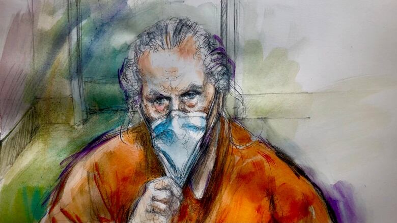 This is a sketch of a person in court. 