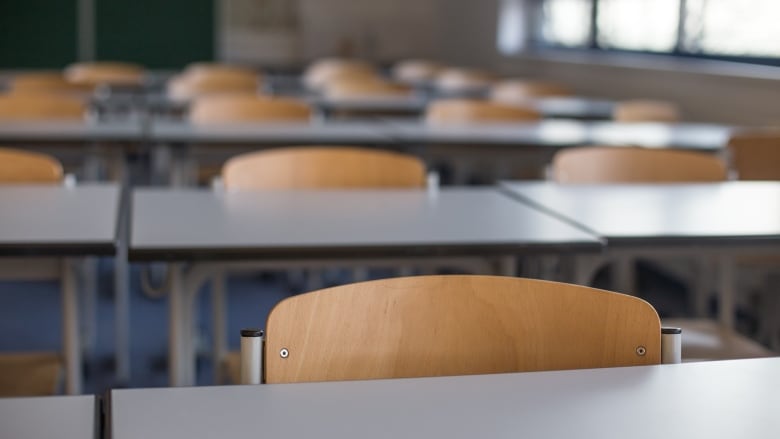 An empty classroom.