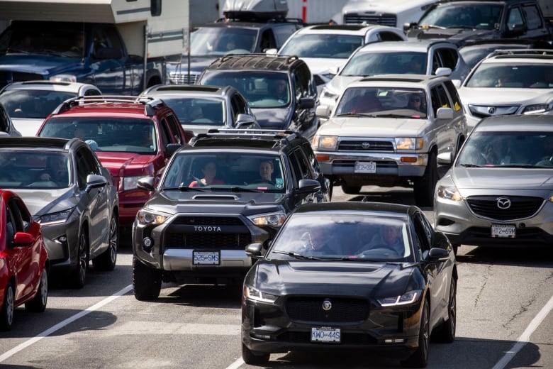 Bunch of cars in a traffic jam. 