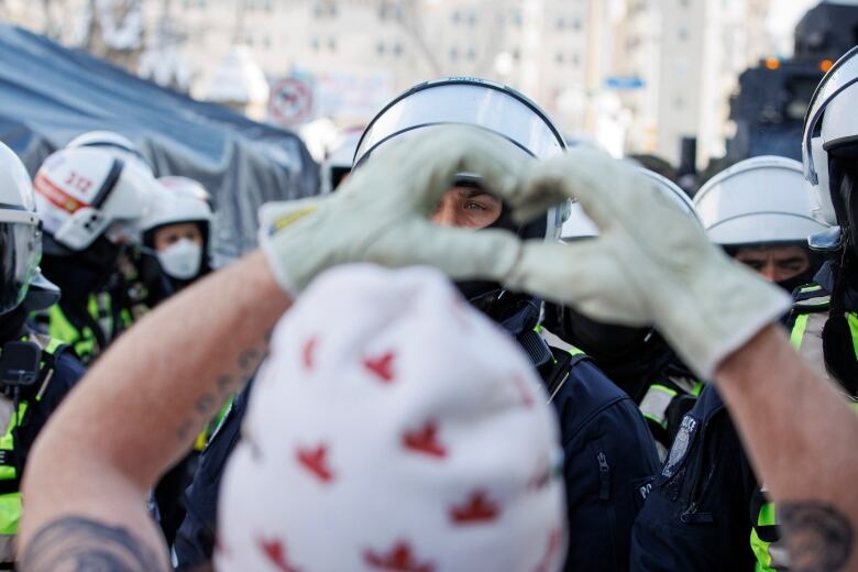 A protester taking part in what became the Freedom Convoy.