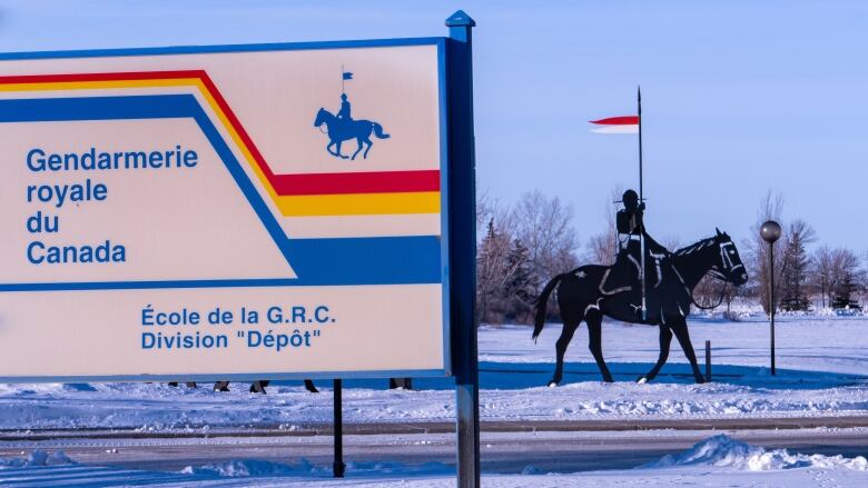 Exterior signage for the RCMP Training Academy at Depot Division in Regina 