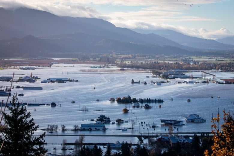 A city is seen completely flooded with water.