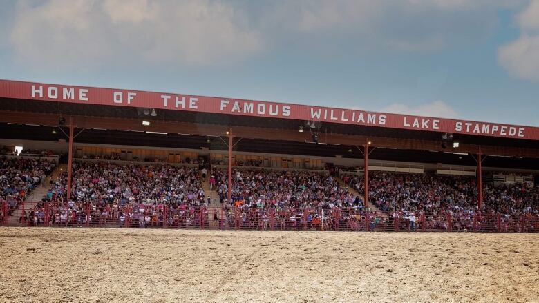 The Williams Lake, B.C. stampede grounds and stands of observers are seen prior to a shooting on the annual event's final afternoon on Sunday, July 3, 2022.