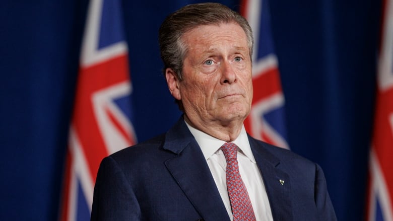 Mayor John Tory and premier Doug Ford speak at a press conference after a closed-door meeting at Queens Park, in Toronto, on Jun. 27, 2022.