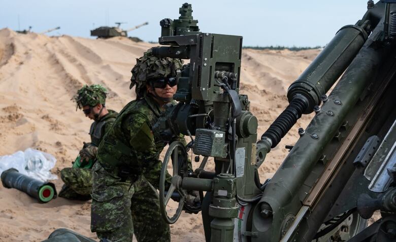 A photo from the Canadian Armed Forces shows soldiers at Camp Adazi in Latvia on July 26, 2022. Canadian soldiers are in Latvia as part of Canada's military contribution to NATO's deterrence mission, known as Operation Reassurance.