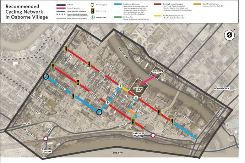 A map of the Osborne Village area shows colour-coded line to indicate proposed cycling infrastructure changes.