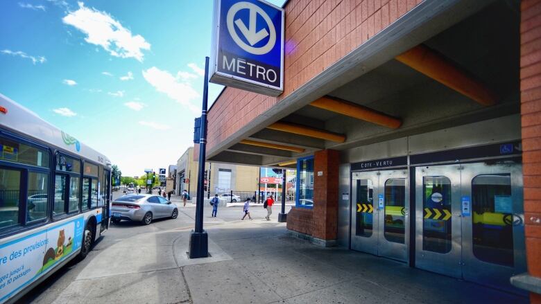 outside of the Cte-Vertu Metro station in Montreal.