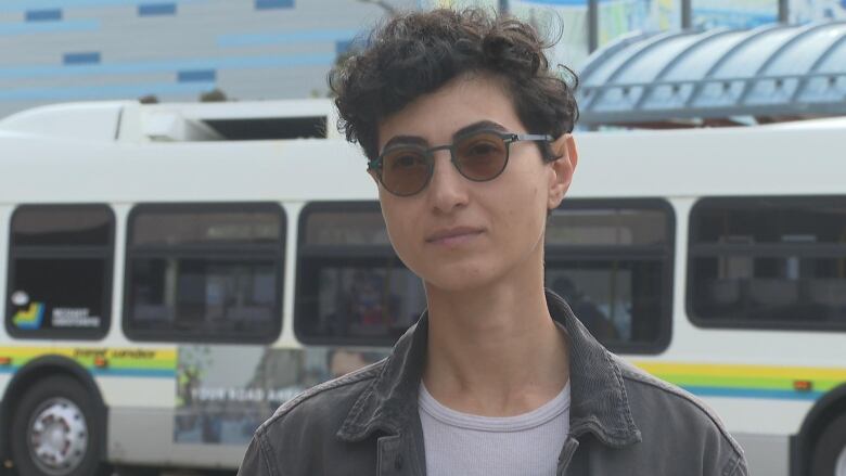 Anahita Jamali Rad stands at the downtown Transit Windsor terminal. 