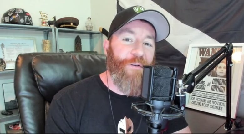 Jeremy Mackenzie, a far-right podcaster and the leader of the Diagolon movement, is seen in this screenshot. 