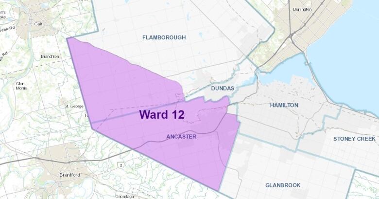 Map showing Ward 12 in purple