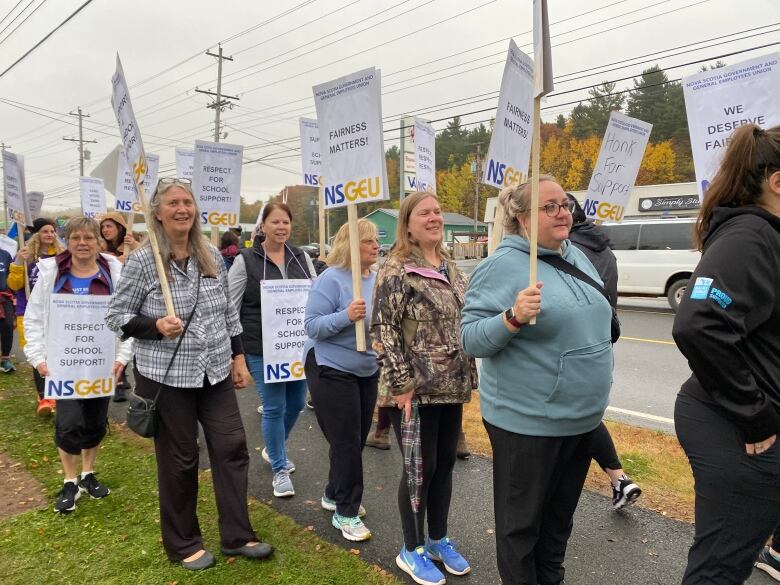 Education workers picketting in Nova Scotia last year. Economists say new rounds of wage negotiations in 2023 and 2024 to catch up with inflation could themselves contribute to inflation.