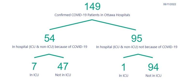 A graphic breaking down Ottawa COVID-19 hospitalizations.