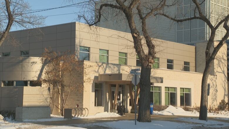 A health two-storey health facility is seen from the outside.