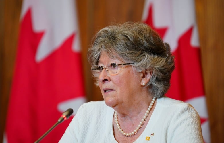 Former Supreme Court Justice Louise Arbour releases the final report of the Independent External Comprehensive Review into Sexual Misconduct and Sexual Harassment in the Department of National Defence and the Canadian Armed Forces in Ottawa on Monday, May 30, 2022. Also in attendance are Minister of National Defence,  Anita Anand, Chief of the Defence Staff, General Wayne Eyre, and Deputy Minister of National Defence, Bill Matthews.