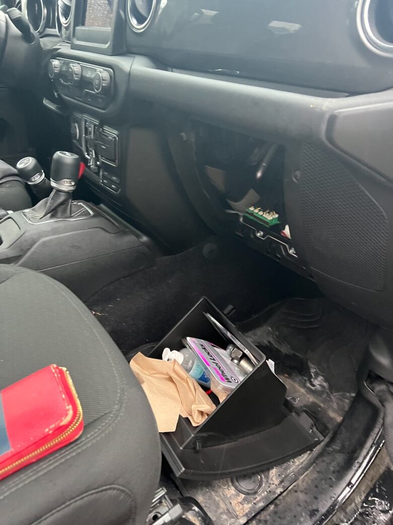 Christine Taylor's Jeep Wrangler will need repairs to the interior after thieves caused damage.