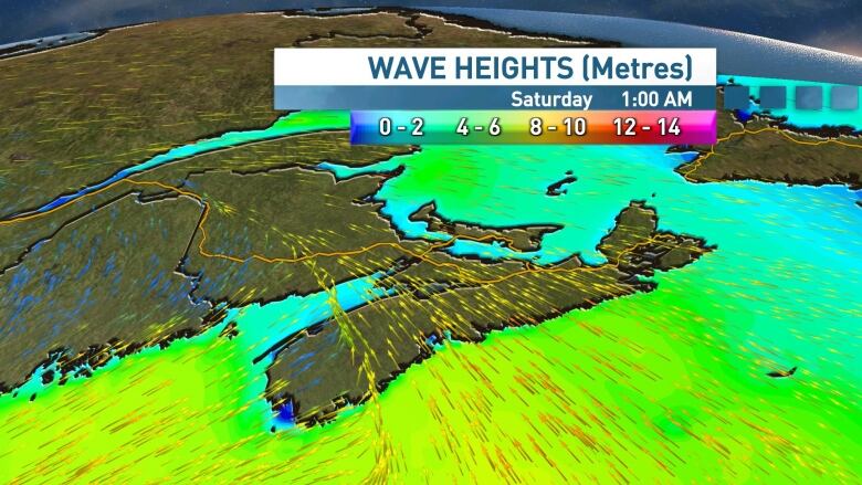 ECCC is warning of storm surge and pounding surf along parts of the coastline Friday night into Saturday.