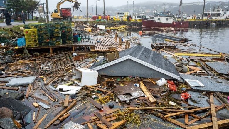 A house in N.L. that was flattened by Hurricane Fiona.