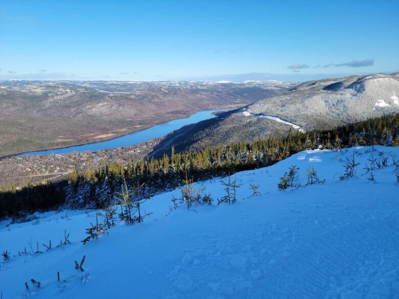 A panoramic shot of the view from the top of Marble Mountain.