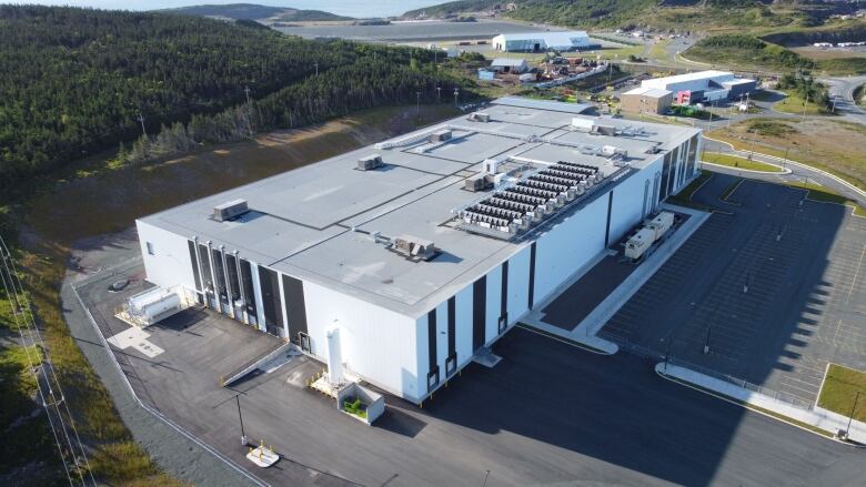 An aerial view of a large cannabis production facility in Newfoundland.