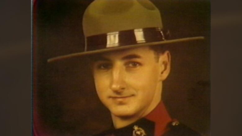 A portrait of Const. Thomas Agar in RCMP uniform.