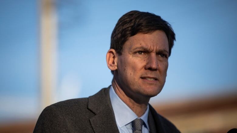 B.C. Premier David Eby is pictured in a photo during a news conference.