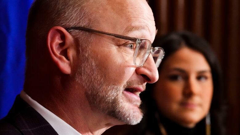 David Lametti, Minister of Justice and Attorney General of Canada, and Cassidy Caron, President of the Mtis National Council, announce funding to support Mtis-led engagement for an Indigenous Justice Strategy during a press conference in Ottawa on Thurs. Jan. 12, 2023.