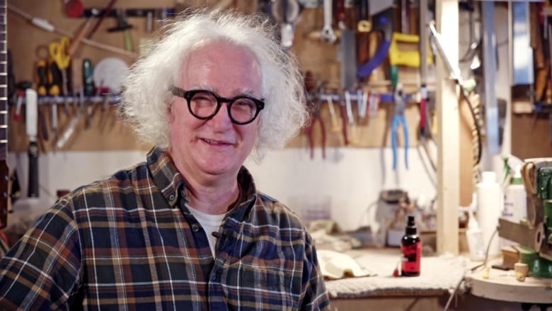 Allan Beardsell in his Winnipeg guitar making studio and repair shop