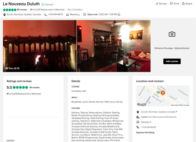 Restaurant listing on TripAdvisor for Le Nouveau Duluth.