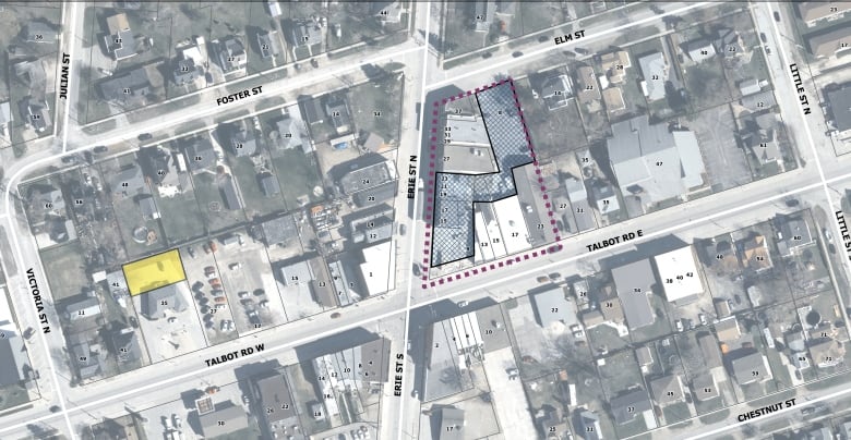 A map showing the area that the municipality is considering purchasing