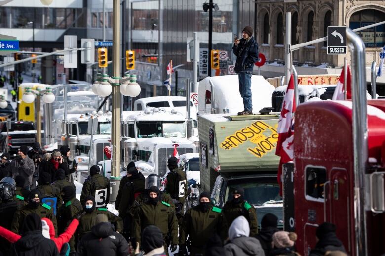 Protesters are seen in the streets of Ottawa.