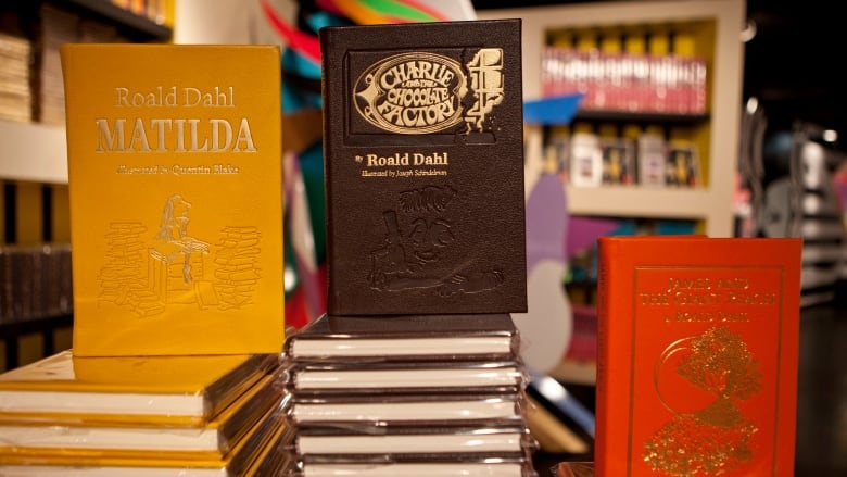 Stacks of children's novels are shown on display at a bookstore.