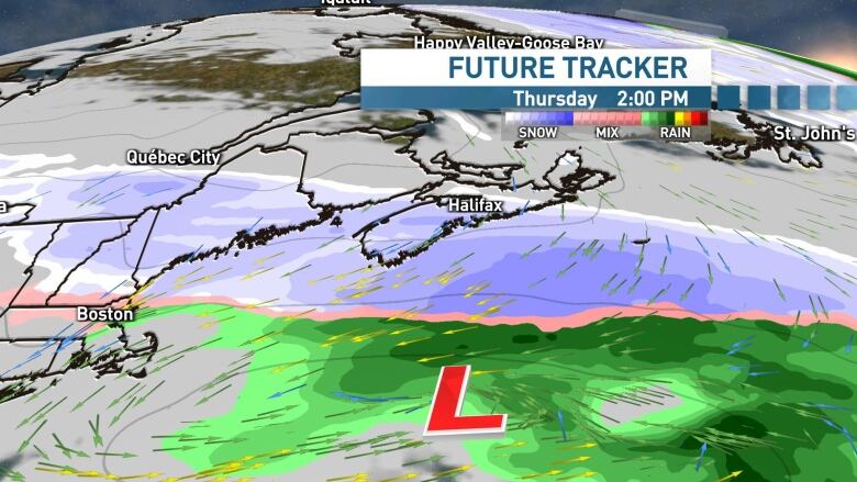 System number one will pass south of the region on Thursday, with snow on it's northern edge.