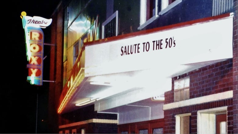 A vintage photo of the Roxy Theatre.