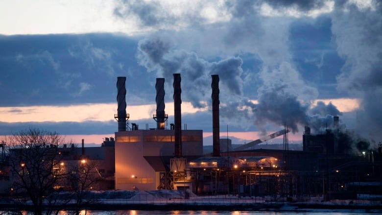 Essar Steel Algoma plant at twilight.