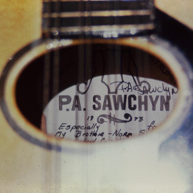 Peter Sawchyn's very first label in one of the earliest mandolins he manufactured back in 1973.  