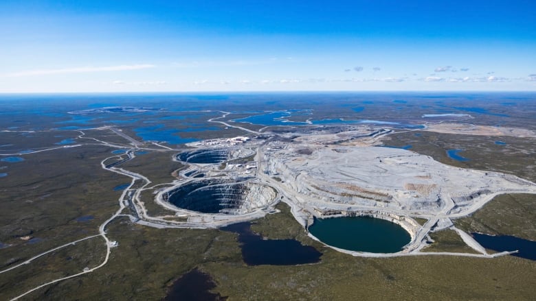 A large open pit mine.