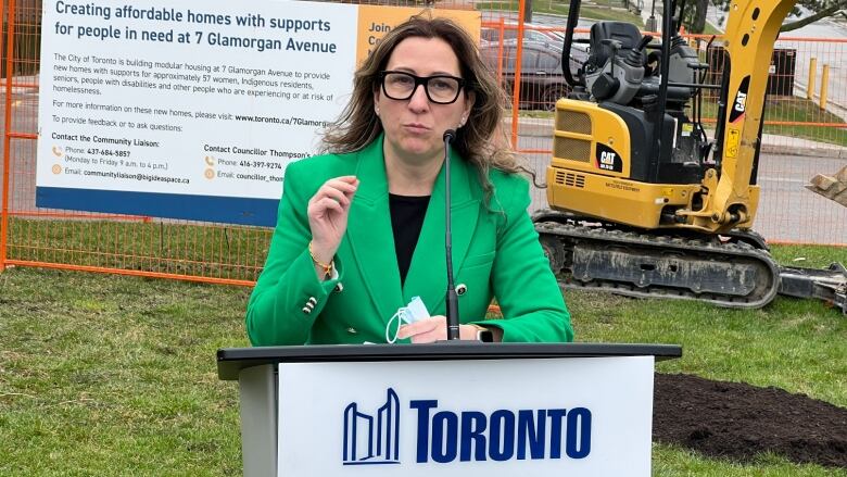 City councillor and Deputy Mayor Ana Bailo makes a housing announcement in Scarborough on April 14, 2022.