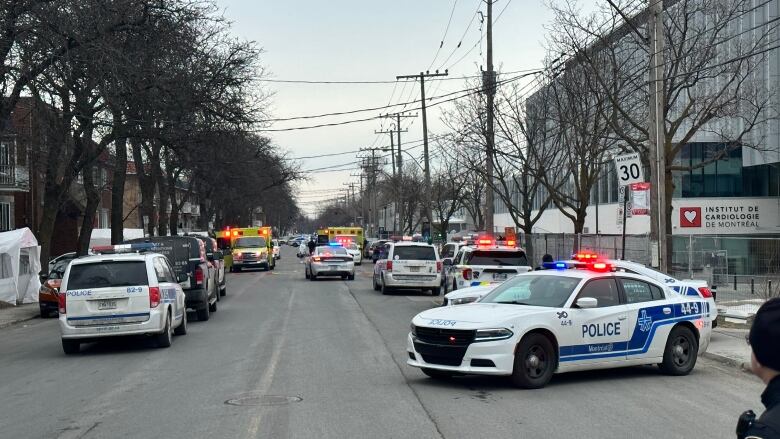 Police vehicles are on the street.