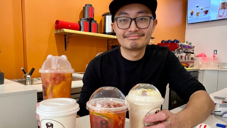 man with bubble tea