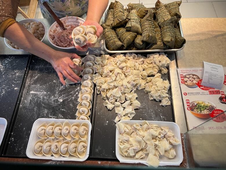 Making the Shanghai style dumplings by hand at SHANGHAI SIU MAI YU. 