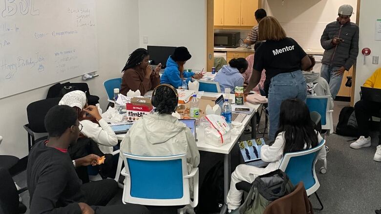 Students mingle at the Black Student Lounge at Toronto Metropolitan University in Toronto in a handout photo. 