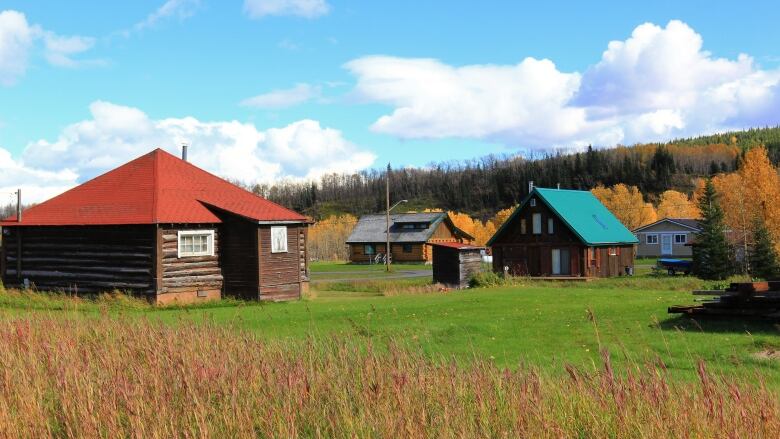 Collection of buildings in Cadomin, Alta. 