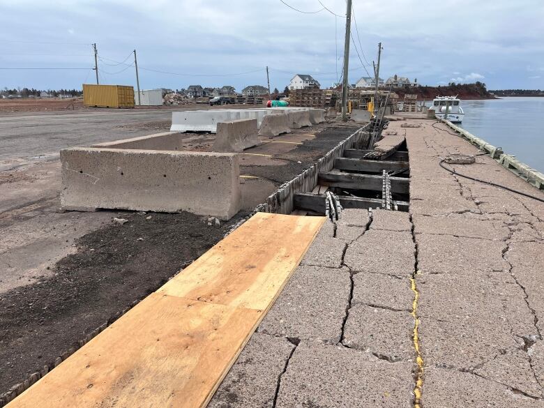 A hole in the wharf at Covehead harbour is damage from Fiona 